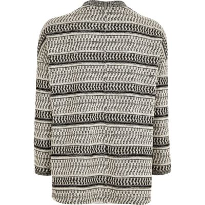 Girls black stripe knitted cardigan